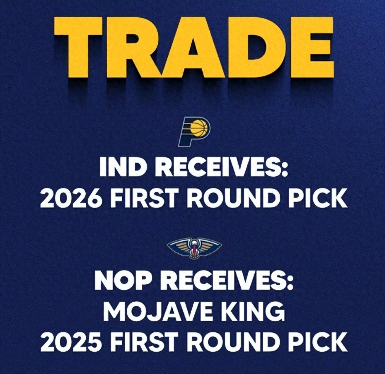 总决赛还没打完，步行者先交易：和鹈鹕达成二换一！